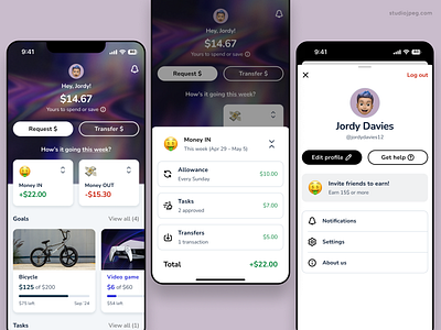 Banking for Kids: Mobile App Dashboard banking app