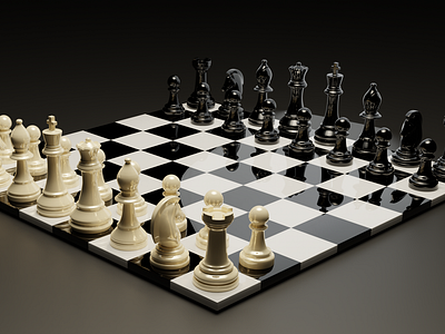 Chess Board 3d animation blender cycles realistic