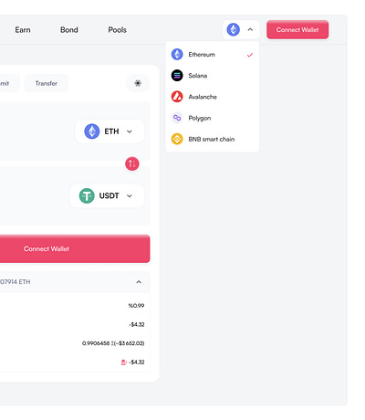 Select chain on DEX design product design ui ux