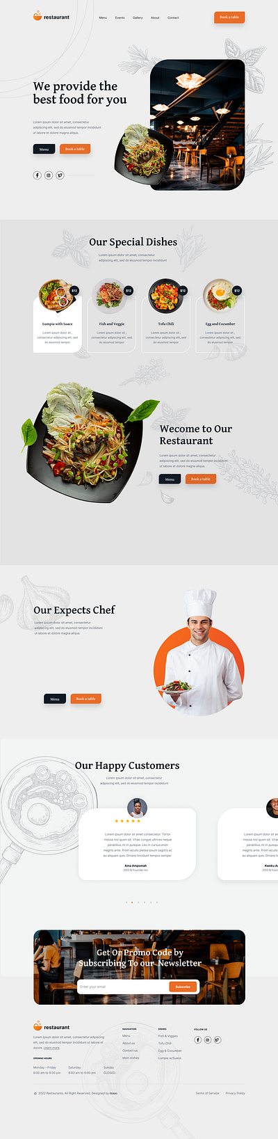 Restaurant Website Landing Page landing page restaurant ui ux website