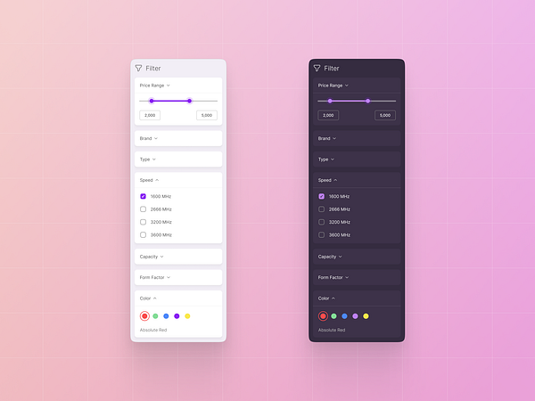 Filter Menu UI Design for Website by Rabbani Rasha Alvy on Dribbble