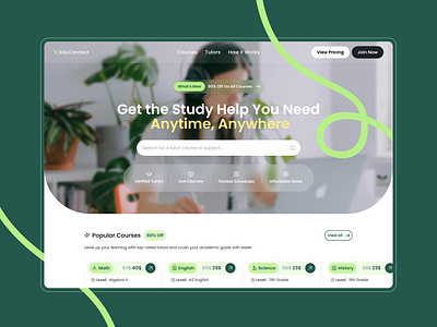 EduConnect 🧩 desktop discount homepage landing page mobile search student study ui web design