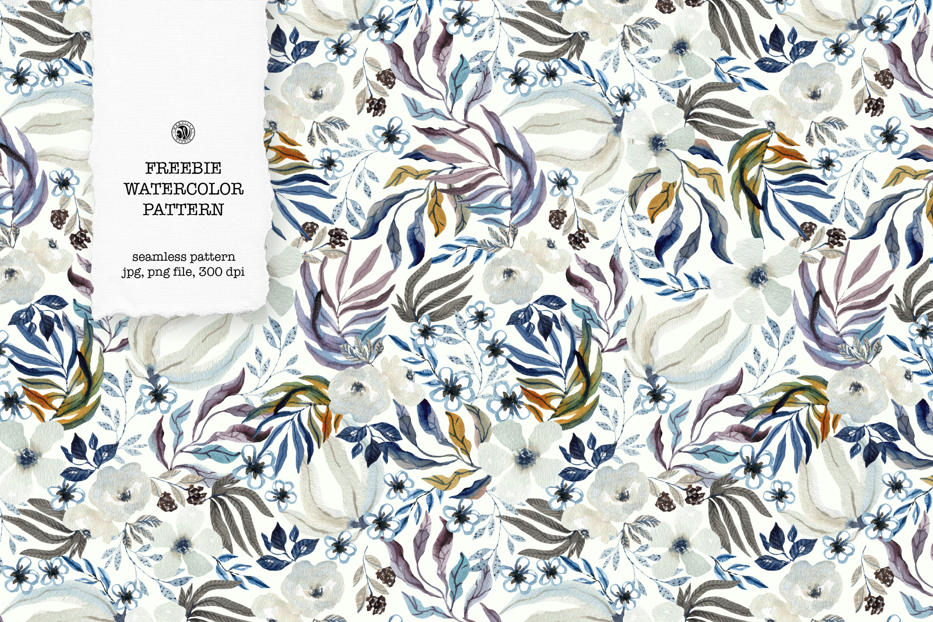 Freebie Floral Watercolor Pattern fabrics flowers seamless pattern wallpaper watercolor