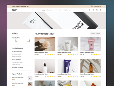 E-Commerce All Products Page Design for Seamless Shopping ecommerce figma product product page shop skincare ui ux web web design