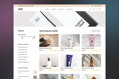 E-Commerce All Products Page Design for Seamless Shopping ecommerce figma product product page shop skincare ui ux web web design