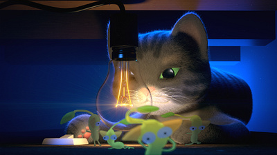 Pikmin Crawl Space 3d after effects animation c4d cat cave cgi cinema 4d crawl space dark grey cat house light bulb nintendo pikmin yellow yellow pikmin