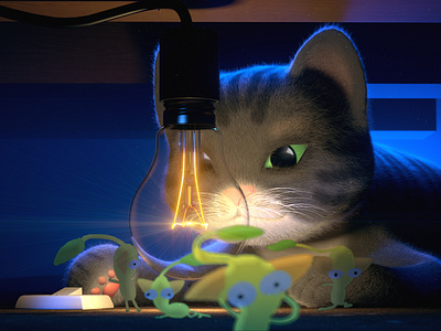 Pikmin Crawl Space 3d after effects animation c4d cat cave cgi cinema 4d crawl space dark grey cat house light bulb nintendo pikmin yellow yellow pikmin