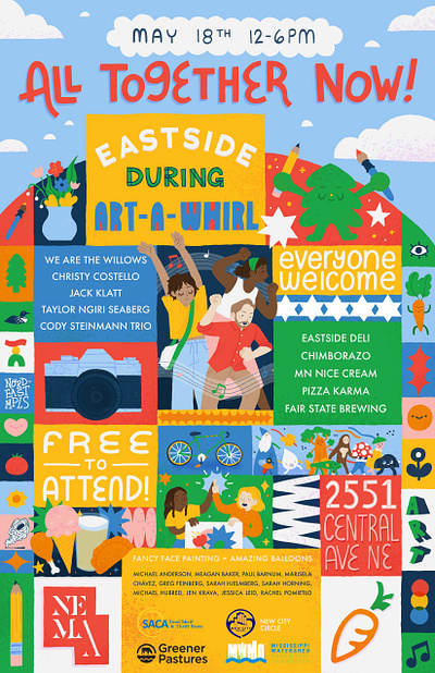 All Together Now! Poster - Eastside Food Coop branding design handlettering illustrated poster illustration poster typography