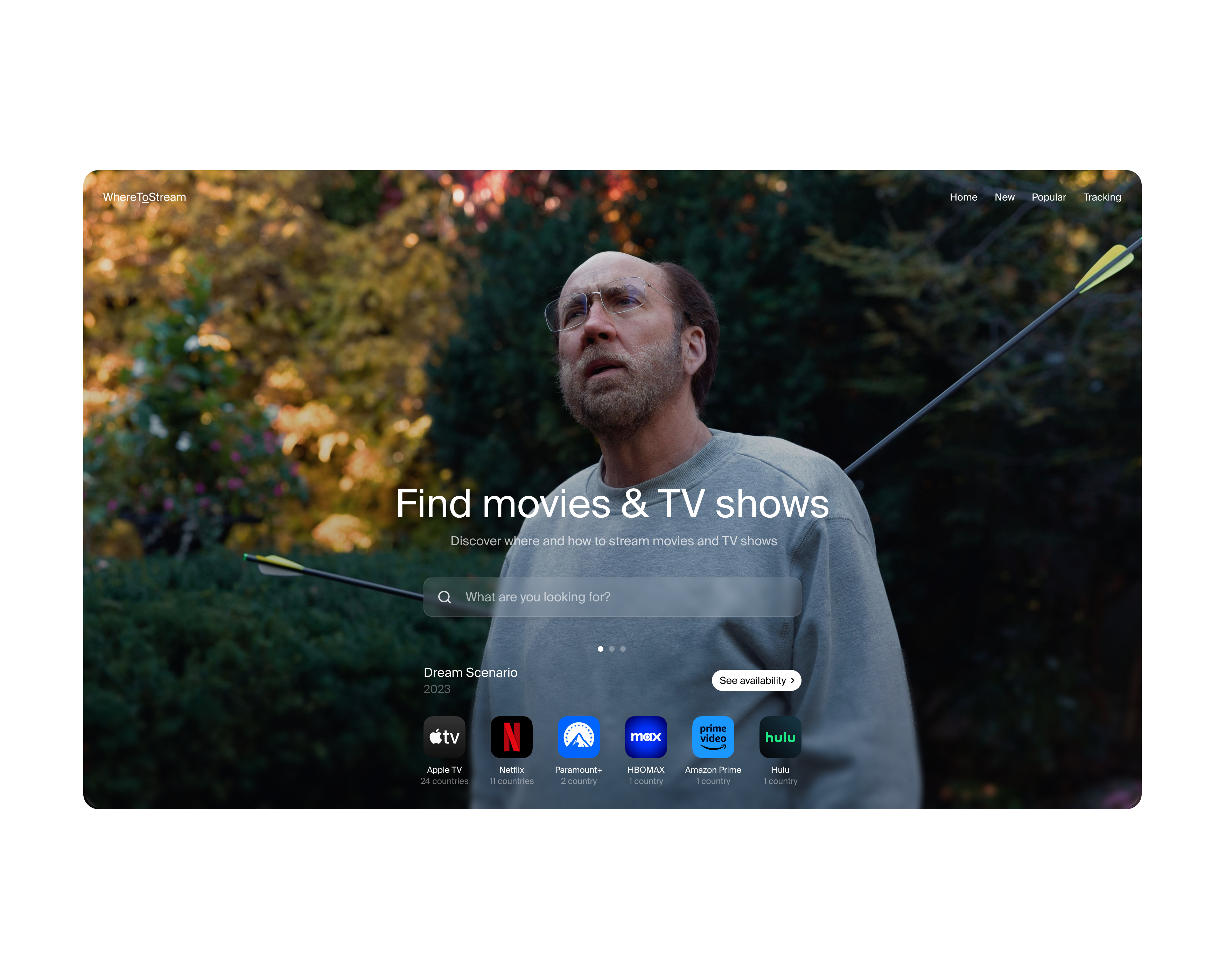 Exploration done for whereto.stream apple carousel catalog cinema clean desktop ios minimal movies netflix product design search simple slide streaming tv tv shows ui ux web app
