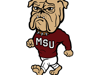 Redesigned Retro MSU Mascot "Bully" clean flat graphic design illustration logo mississippi state msu vector