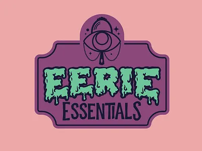 Eerie Essentials Logo Opt. 2 accessories branding creepy design graphic design halloween haunted mansion identity illustration logo mark spooky supply
