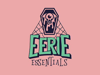 Eerie Essentials Logo Opt. 4 accessories branding coffin creepy design etsy eye graphic design halloween identity illustration logo mark spooky supply