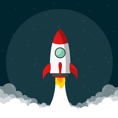 Vector Flying Rocket Background cartoon