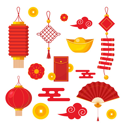 Vector elements collection for Chinese new year celebration japanese