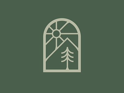 Sequoia Logomark adventure brand design branding green hiking icon iconography logo logo design logomark minimal mountain nature outdoors pine sequoia simple sun tree window
