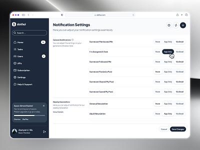 slothUI - World's Laziest Design System - Notification Settings black and white clean dashboard design dashboard ui design system figma design system figma ui kit gradient minimal modern notification settings settings settings dashboard settings page settings ui slothui soft ui ui design ui kit