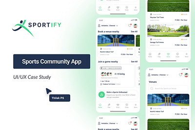 Sportify (Sports Community App) case study figma prototypes sportify sports community ui uiux design usability testing ux research