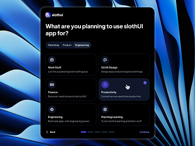 slothUI - World's Laziest Design System - Popup Onboarding UIUX blue clean dark mode design system minimal modal ui modern onboarding onboarding app onboarding card ui onboarding dialog onboarding flow onboarding modal onboarding popup onboarding ui popup design popup ui slothui ui design ui kit