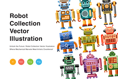 Robot Collection Vector Illustration robotic