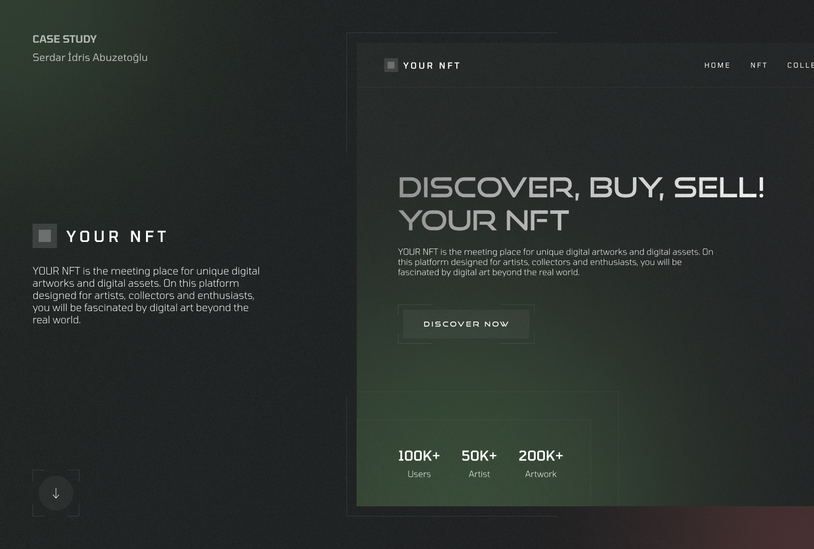 YOUR NFT | Landing Page | Case Study design figma landing page nft ui ux web design