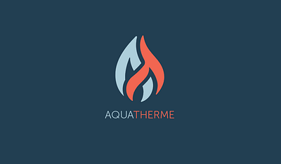 Aquatherme Logo aquatherme branding flame design flame logo hand lettering logo heating branding heating logo identity logo logo design plumbing logo small business logo water logo