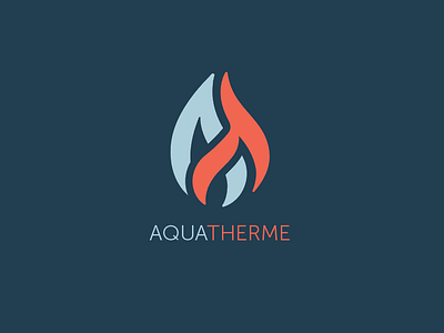 Aquatherme Logo aquatherme branding flame design flame logo hand lettering logo heating branding heating logo identity logo logo design plumbing logo small business logo water logo