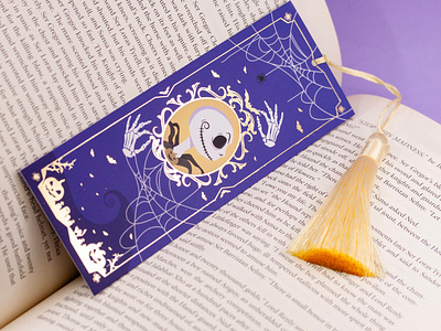 NBC jack bookmark book design bookmark christmas gold foil bookmark halloween illustration jack skellington nbc nightmare before christmas skeleton design skull spooky illustration