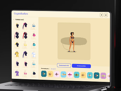 NFT Design & Minting animation character design crypto game ui interaction mockup nft character nft project pixal art select items ui web app website design