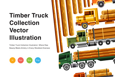 Timber Truck Collection Illustration treewooded