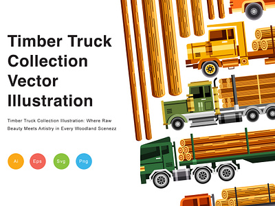 Timber Truck Collection Illustration treewooded
