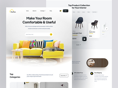 PunPun's Furniture Landing Page Design! 🌟 branding ecommerce graphic design sales ui