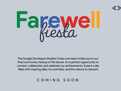 Farewell Fiesta Poster campusevent codingcommunity collegetech developerevents developerlife eventdesign farewellfiesta farewellparty gdsc gdscevents goodbyeparty googledeveloperstudentclubs studentdevelopers studentlife studentnetworking studenttech techcommunity techevents techfarewell universityevents