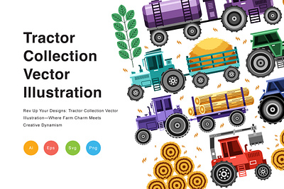 Tractor Collection Vector Illustration farmstead