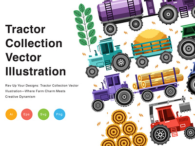 Tractor Collection Vector Illustration farmstead