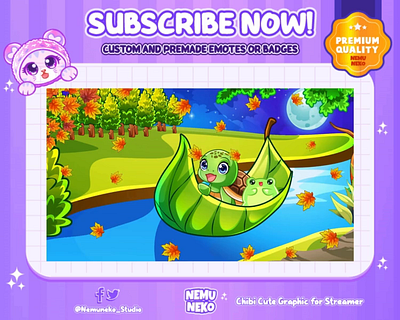 🐢Custom Screen for Streamer by Nemuneko Studio 🐸 animation branding chibi emotes concept art cute emotes design digital illustration graphic design illustration overlay packages screen design twitch emotes