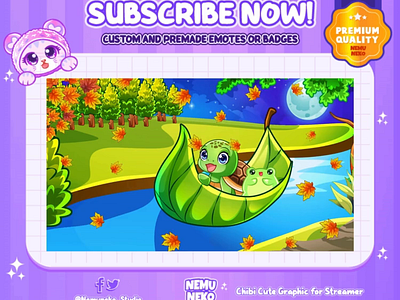 🐢Custom Screen for Streamer by Nemuneko Studio 🐸 animation branding chibi emotes concept art cute emotes design digital illustration graphic design illustration overlay packages screen design twitch emotes