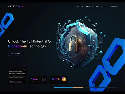 Crypto.Hub blockchain landing page 2d 3d animation bitcoion black blockchain clean crypto design flat graphic design logo minimal site typography ui ux web