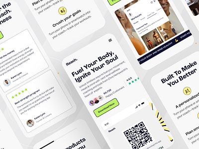 Reach. Fitness App (Responsive Version) 2024 3d animation branding design dribbble graphic design homepage homepage design illustration landing page logo motion graphics turjadesign ui webdesign website