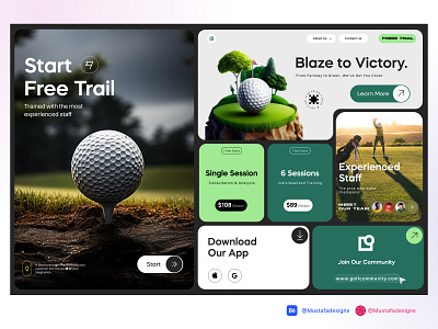 Golf Training Bento Grid Exploration design exploration gold app gold training golf ui ui ux