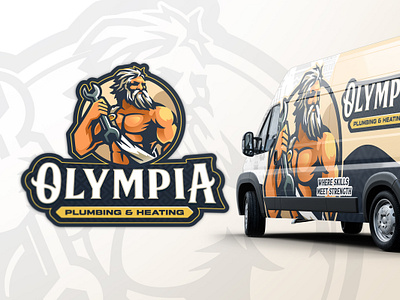 OLYMPIA PLUMBING & HEATING LOGO branding esports gaming logo graphic design home hvac logo logodesign mascot plumbing sportslogo
