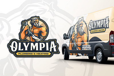 OLYMPIA PLUMBING & HEATING LOGO branding esports gaming logo graphic design home hvac logo logodesign mascot plumbing sportslogo