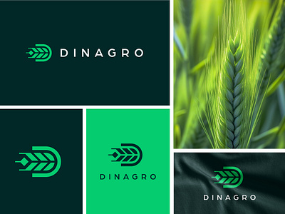 Logo Design For An Agro Farm-Dinagro agro branding d dailylogo design farm graphic design green letter d logo logodesign logoinspiration logos wheat logo