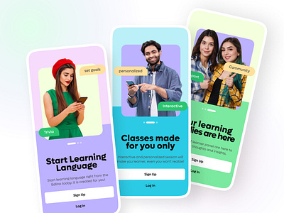 Edlino - Gamify Language Learning App android app app design batches brand identity education app edutech elearning gamification gamified interactive design interface ios app language app language learning language learning app ui mobile app mobile screen design