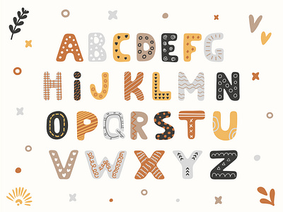 Whimsical Alphabet art boho art design logo digital art illustration procreate