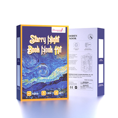 Starry Night Book Nook Kit Box Design amazon packaging box design branding design graphic design packaging packaging design