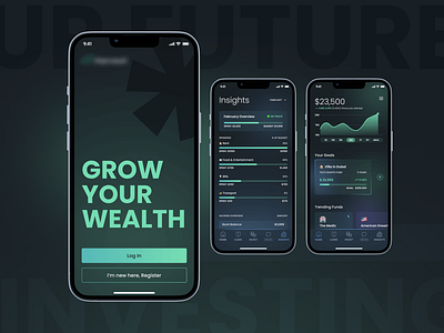 Grow your Wealth with AI ✨ ai app app design banking branding dark mode design invest investing modern ui uiux