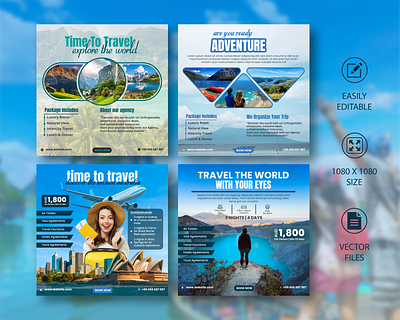 Travel Agency Social Media Ads Design ads ads design banner banner design design designer graphic design social social media social media design travel travel agency