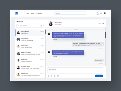 LinkedIn messaging screen redesign. chat chatbox chatscreen cleandesign jobplatform linkedin linkedinredesign message messagebox messagescreen moderndesign professional socialmedia ui uidesign uiux userexperience userinterface ux uxdesign