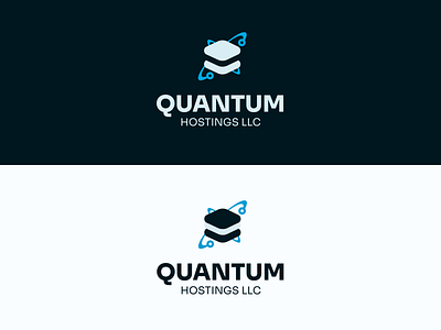Quantum Hostings LLC - Logo Brand Design 3d blue brand branding company graphic design host hostings llc logo phyisics quantum server ui web web3