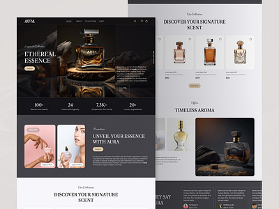 AURA - Perfume Website animation app branding dark mode design designs fragrance heropage illustration inspiration landing page logo perfume scent ui ui ux websites
